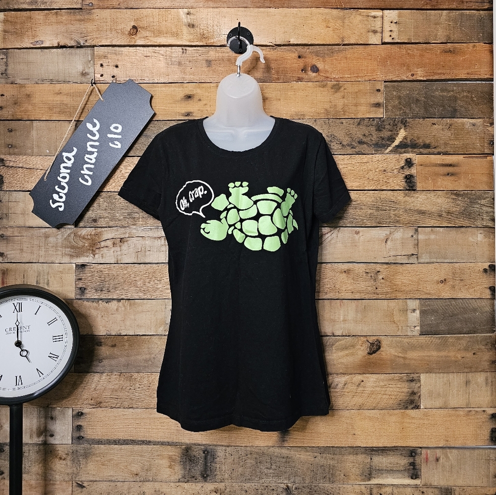 SALE-Fashion gear women's turtle funny black short sleeve shirt size M/L